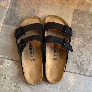 Birkenstock Black Two-Strap Cork Footbed Sandals eu 43 Us 10 man